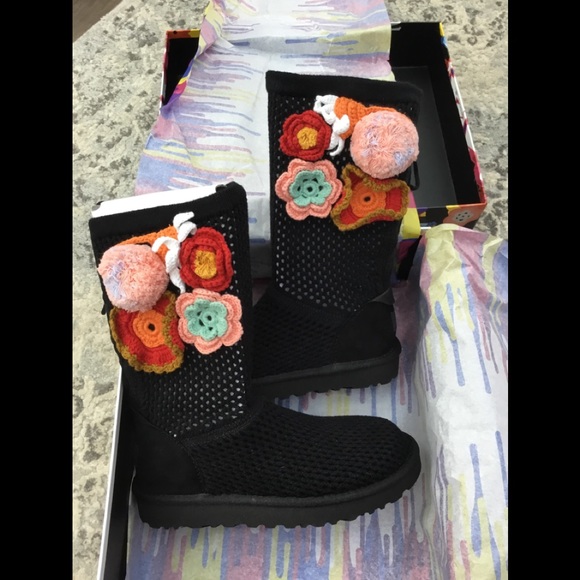 UGG Shoes - UGG Floral Crochet Genuine Shearling Boot